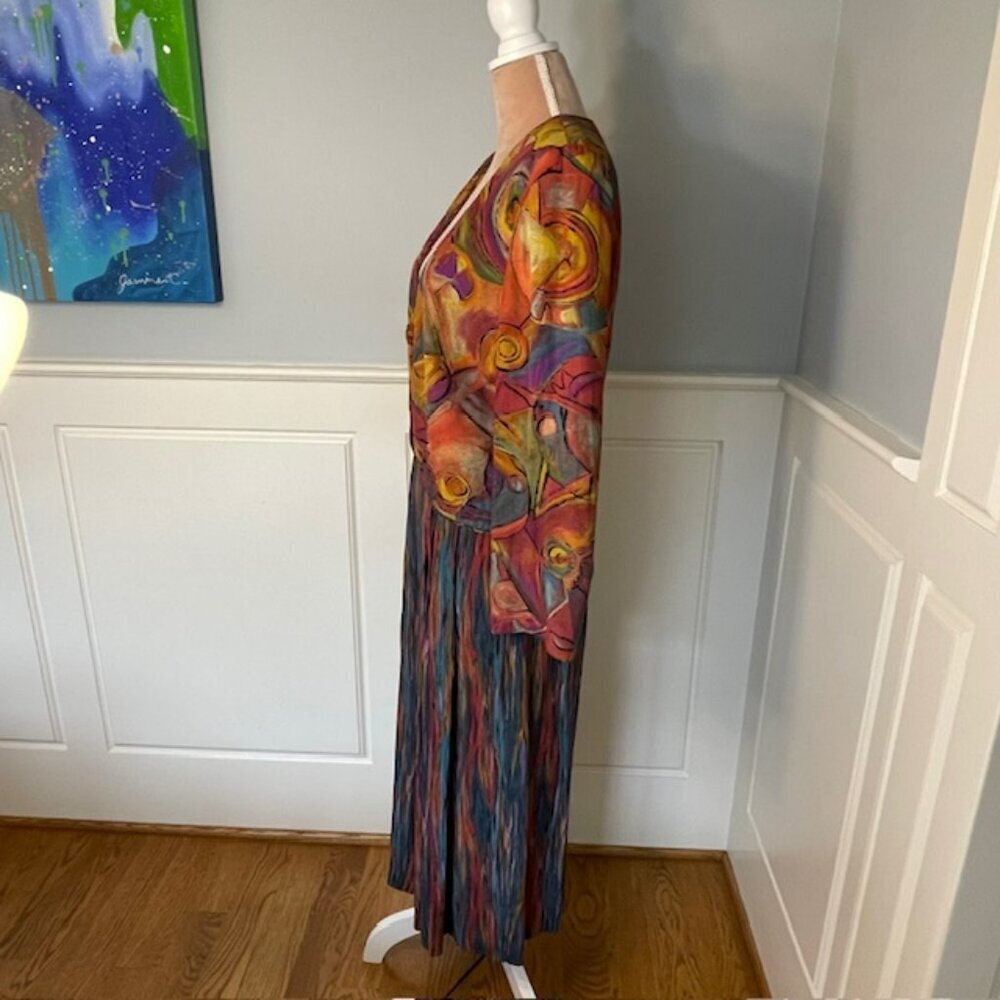 Vintage 80's Boho Marsha Brander Palazzo Pant & Blazer Suit Set Artsy Abstract 8 - Picture 4 of 16